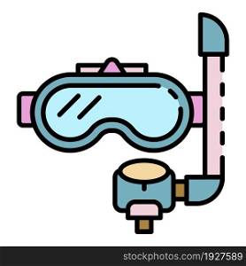 Underwater mask icon. Outline underwater mask vector icon color flat isolated. Underwater mask icon color outline vector