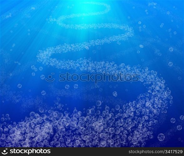 underwater scene. large underwater scene with bubbles rising to the surface