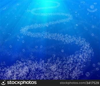 underwater scene. large underwater scene with bubbles rising to the surface