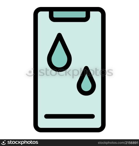 Underwater smartphone icon. Outline underwater smartphone vector icon color flat isolated. Underwater smartphone icon color outline vector