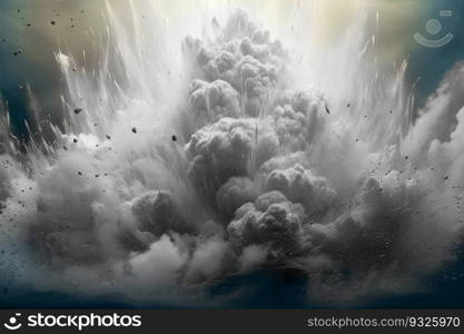 Underwater volcano erupts deep beneath the ocean’s surface, sending plumes of smoke and lava into the water.  Generative AI. Underwater volcano eruption deep under the surface of the ocean