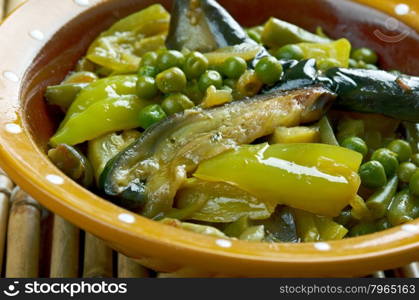 Undhiyu - Gujarati mixed vegetable dish.Indian eggplant curry .