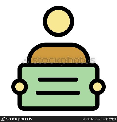 Unemployed man icon. Outline unemployed man vector icon color flat isolated. Unemployed man icon color outline vector