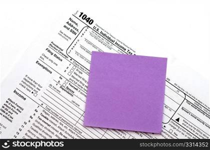 unfiled us tax form isolated on a white background