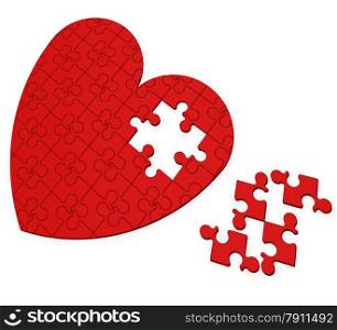 Unfinished Heart Puzzle Shows Valentine&rsquo;s Day And Love