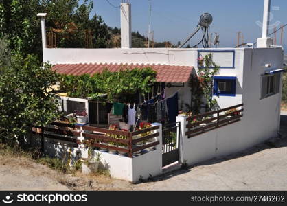unfinished white greek house in Zia village (Kos), Greece