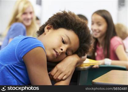 Unhappy Girl Being Bullied In Class