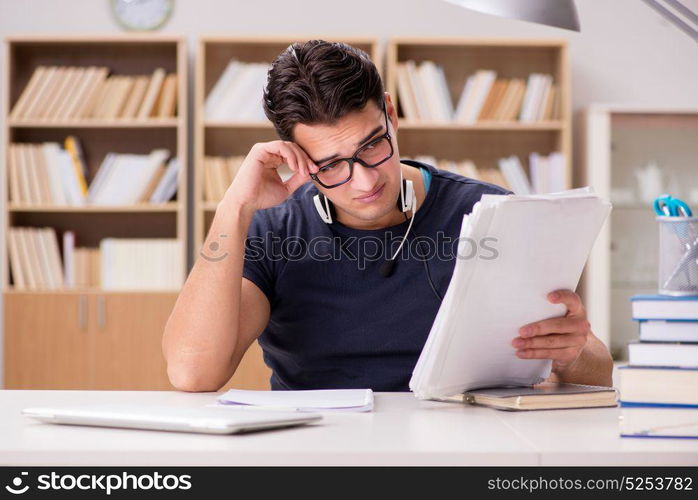 Unhappy student with too much to study