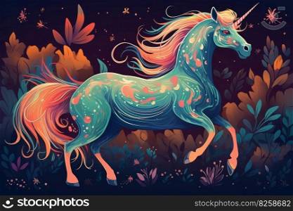 Unicorn animal illustration. Nature art love. Generate Ai. Unicorn animal illustration. Generate Ai