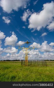 unidentified plane on landing approach at amsterdam airport