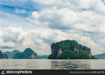 uninhabited green rocky islands in Thailand, the Andaman Sea