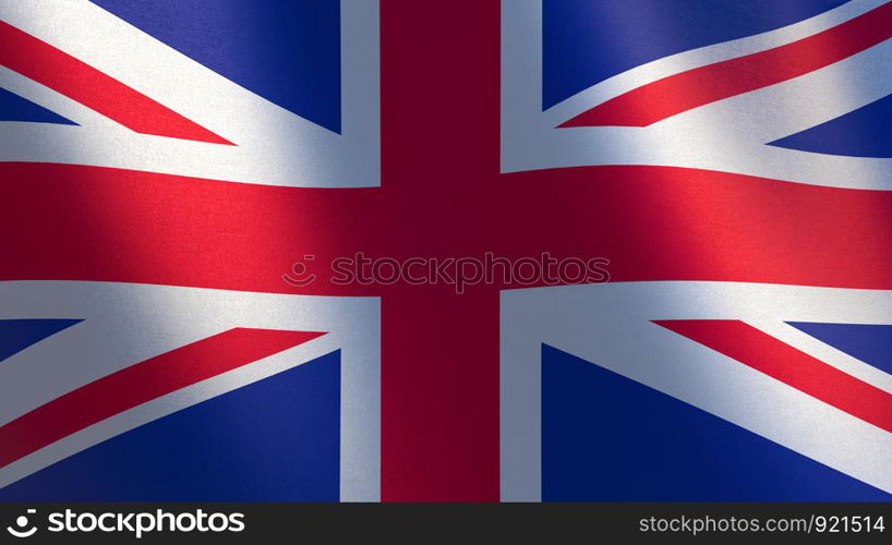 Union Jack flag. 3d illustration of waving flag of United Kingdom