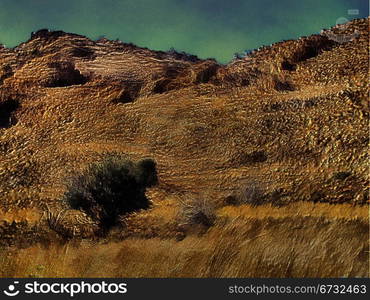 Unique 3D Green Bush and Mountain in Nature Painting on Canvas