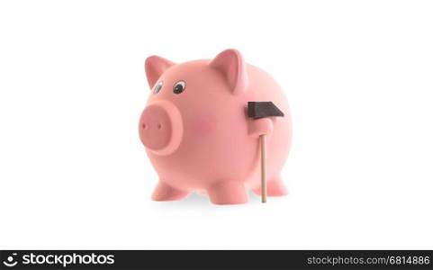Unique pink ceramic piggy bank isolated on white