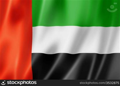 United Arab Emirates flag, three dimensional render, satin texture. United Arab Emirates flag