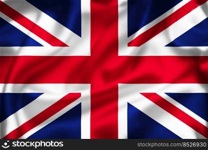 United Kingdom colorful silk flag illustration, country symbol of UK