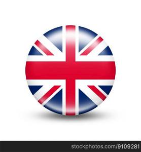 United kingdom country flag in sphere with white shadow - illustration. United kingdom country flag in sphere with white shadow