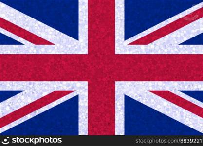 United Kingdom flag on styrofoam texture. UK flag painted on the surface of plastic foam. United Kingdom flag on styrofoam texture