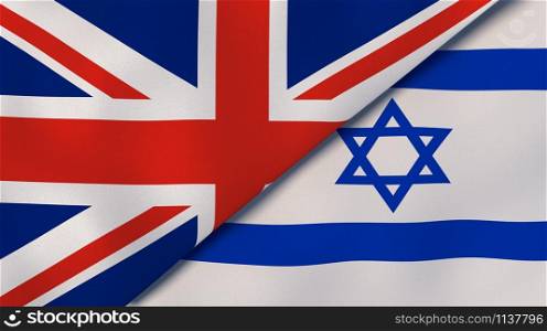 United Kingdom Israel national flags. News, reportage, business background. 3D illustration.. United Kingdom Israel national flags. News, reportage, business background. 3D illustration