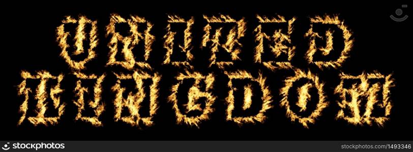 United Kingdom Text with Burning Flames Effect against a black background