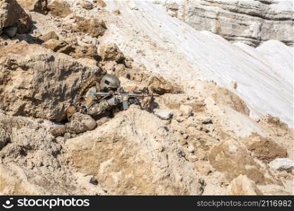 United States Army ranger in the mountains. Army ranger in the mountains