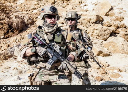 United States Army rangers in the mountains. United States Army rangers