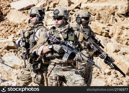 United States Army rangers in the mountains. United States Army rangers