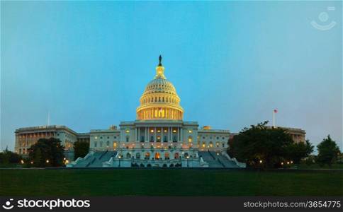 United States Capitol building in Washington, DC at night time