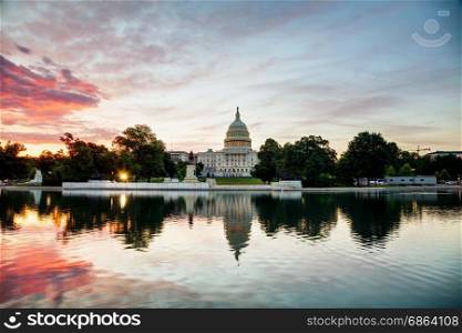 United States Capitol building in Washington, DC at sunrise
