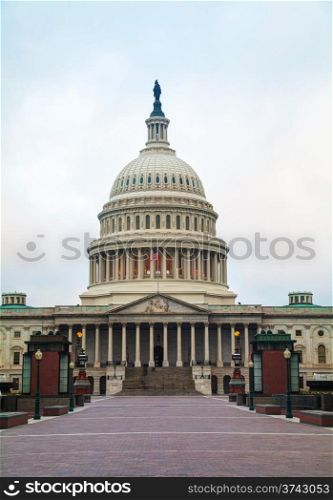 United States Capitol building in Washington, DC in the evening