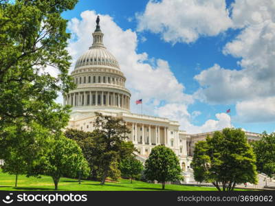 United States Capitol building in Washington, DC on a sunny day