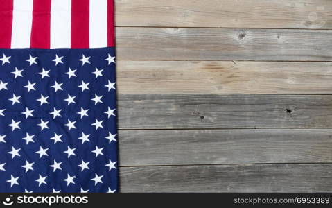 United States Flag on rustic wooden planks for holiday background