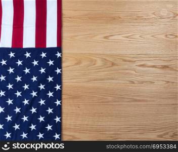 United States Flag on wooden oak planks for holiday background