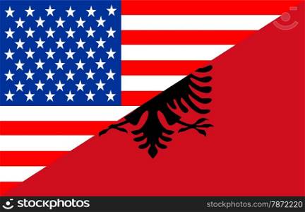 united states of america and albania half country flag
