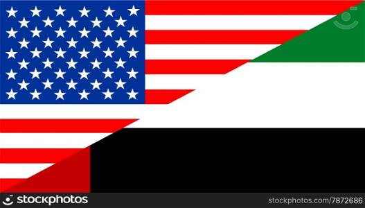 united states of america and arab emirates half country flag