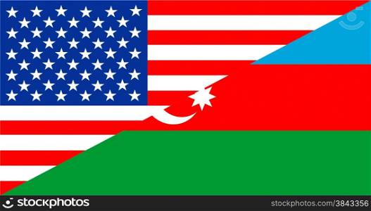 united states of america and azerbaijan half country flag