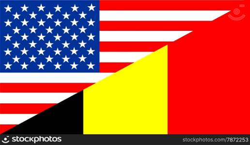 united states of america and belgium half country flag