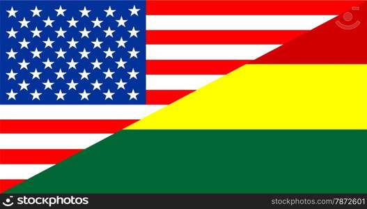 united states of america and bolivia half country flag