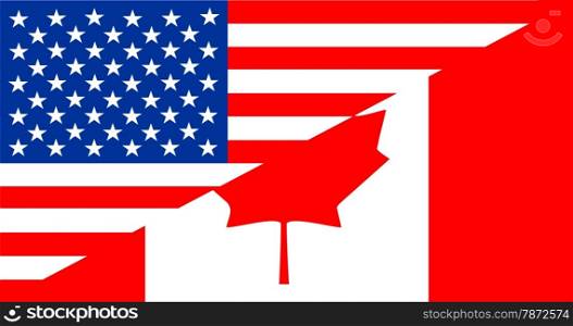 united states of america and canada half country flag