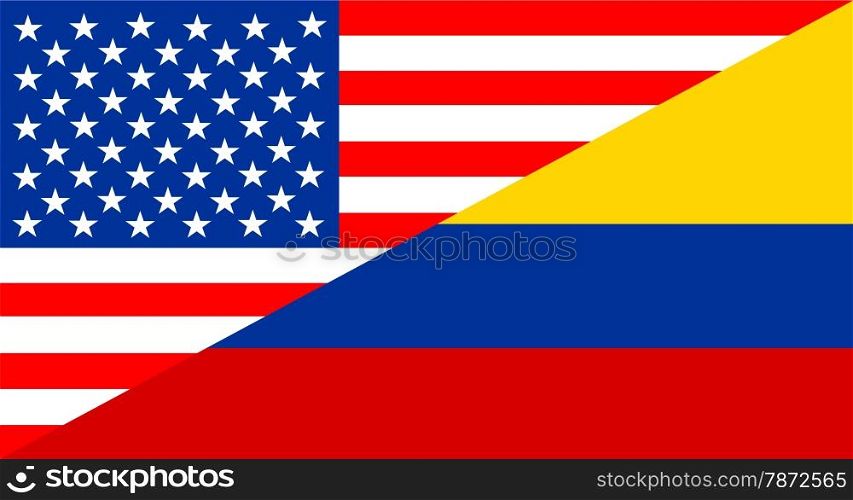 united states of america and colombia half country flag