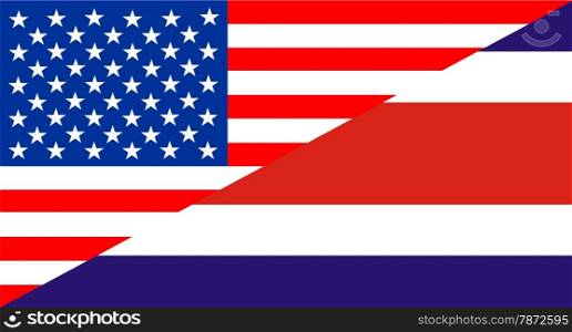 united states of america and costa rica half country flag