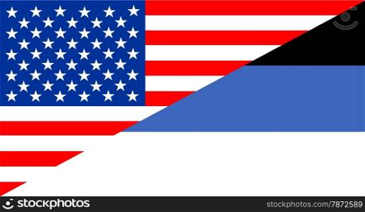 united states of america and estonia half country flag