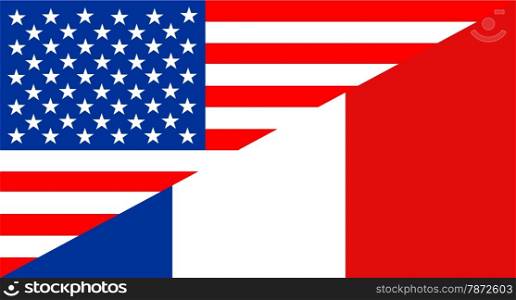 united states of america and france half country flag