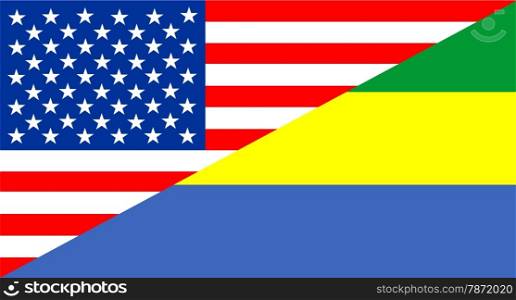 united states of america and gabon half country flag
