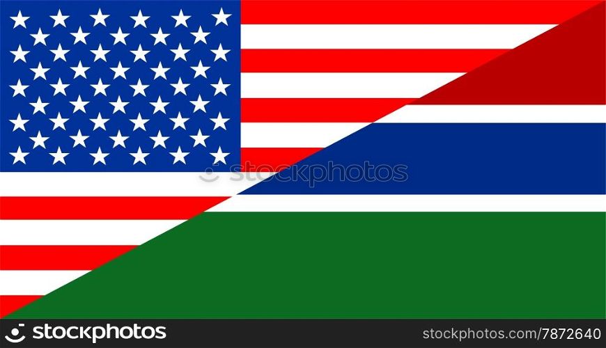 united states of america and gambia half country flag