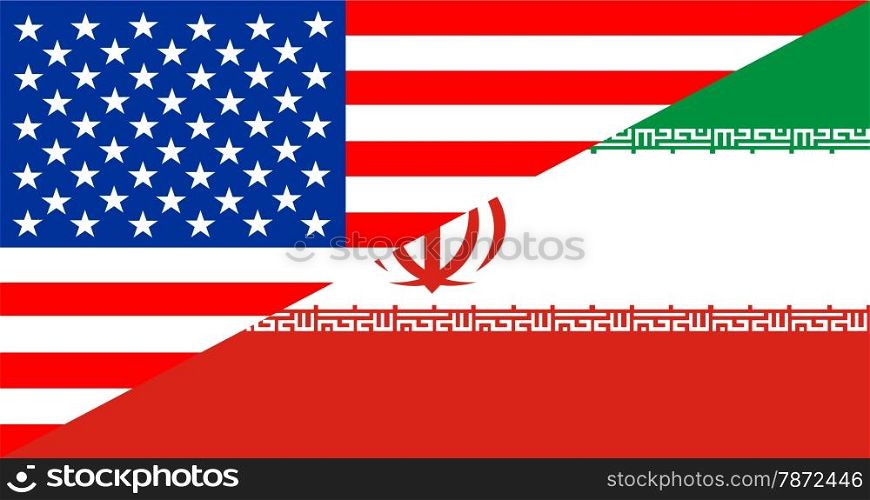 united states of america and iran half country flag