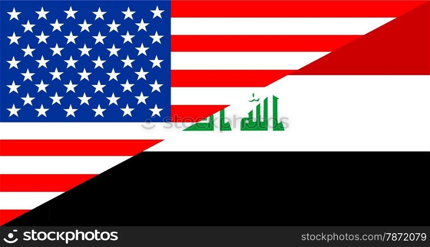 united states of america and iraq half country flag