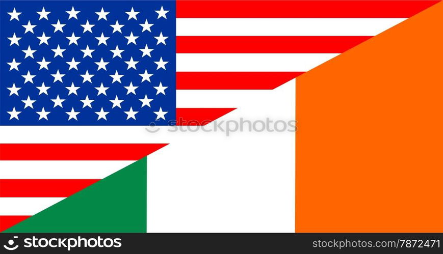 united states of america and ireland half country flag