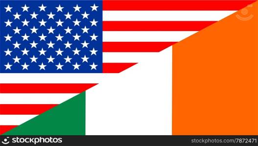united states of america and ireland half country flag
