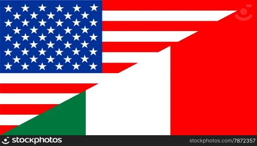 united states of america and italy half country flag